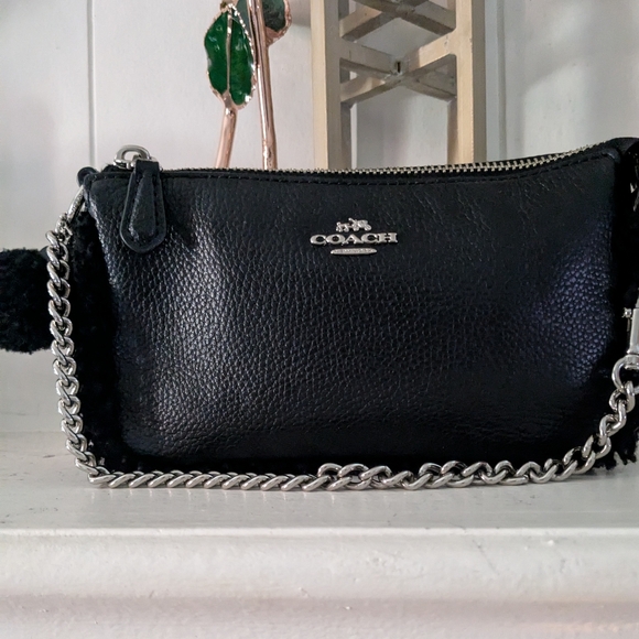 Coach Black Leather Chain Shoulder Bag - Picture 1 of 6